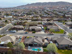 Bird's eye view with a mountain view and a residential view