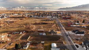 Bird's eye view with a residential view and a mountain and Utah Lake view