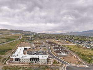 Arial view of the community featuring the assisted living center and new clubhouse