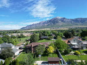 View of mountain background with nearby suburban area