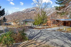 View of front facade with a mountain view