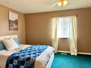 Light-filled and restful bedroom with nice sized closet and door to bathroom