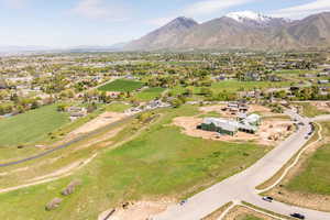 Drone / aerial view with a mountain view