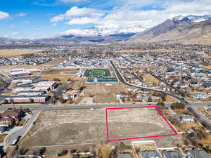 Bird's eye view featuring a residential view and a mountain view