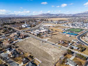 Drone / aerial view with a mountain view