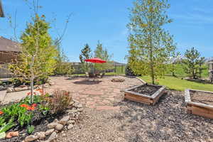 View of yard with a patio area and a fenced backyard