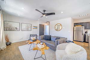 Well lit and beautifully designed Living Room