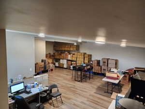 Interior space with light wood-style flooring
