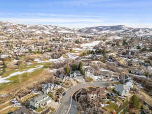 Birds eye view of property featuring a residential view and a mountain view