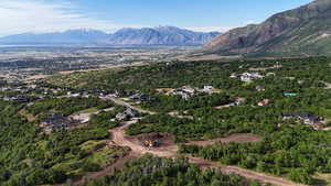 Bird's eye view with a mountain view