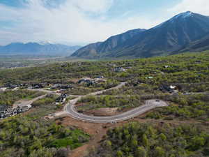 Drone / aerial view with a mountain view
