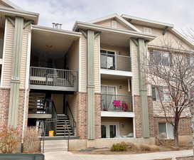 View of building exterior with stairway