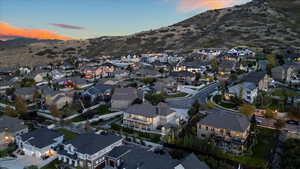 Aerial view at dusk with a mountain view and a residential view