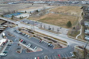 Aerial view Park with soccer fields just behind the home