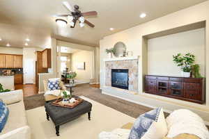 Family Room with Gas Fireplace and Valley Views