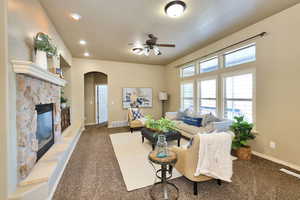 Family Room with Gas Fireplace and Valley Views