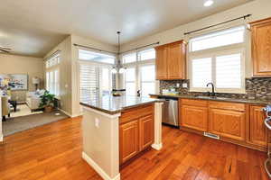 Kitchen with Granite Countertops, Pantry and Stainless Appliances