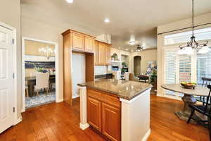 Kitchen with Granite Countertops, Pantry and Stainless Appliances