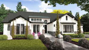 Exterior space featuring stone siding, a standing seam roof, and metal roof