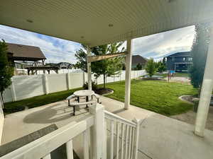 View of patio / terrace with outdoor dining space and a fenced backyard