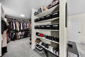 Spacious closet with carpet flooring