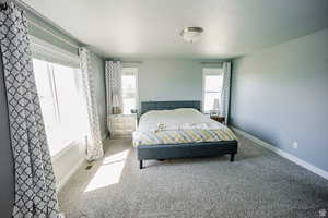 Carpeted bedroom with baseboards