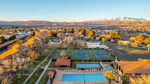 Aerial view with a residential view and a mountain view