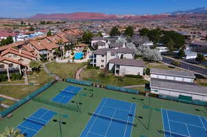 Aerial view with a residential view and a mountain view