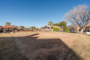 View of yard featuring volleyball court and a gazebo