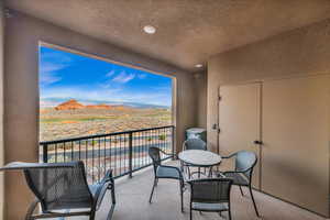 Balcony with a mountain view