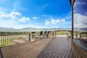 Wooden deck with a mountain view