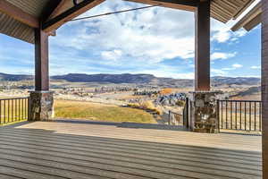 Wooden terrace with a mountain view