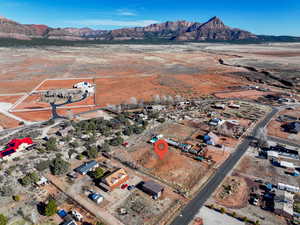 Drone / aerial view with a mountain view