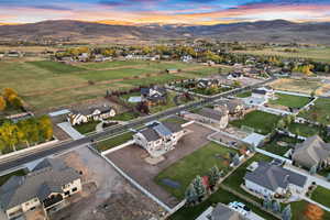 Aerial view featuring a residential view and a mountain view