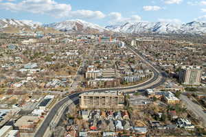 Aerial view with a mountain view and a city view