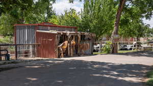 View of horse barn