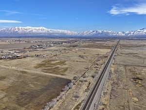 Birds eye view of property with a mountain view