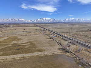 Aerial view featuring a mountain view