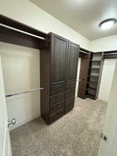 Walk in closet featuring carpet flooring