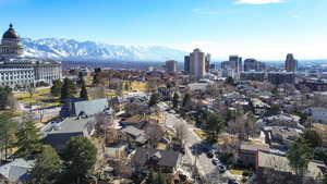 Aerial view of Downtown SLC and Capitol