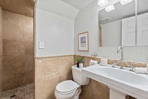 Beautiful Bathroom with Shower & Gorgeous Pedestal Sink