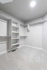 Walk in closet featuring carpet and visible vents