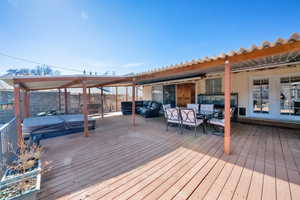 Deck with outdoor dining space and french doors