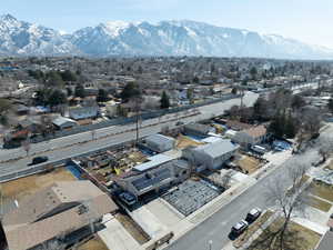 Drone / aerial view with a mountain view