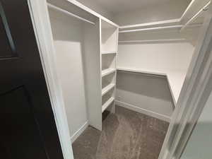 Walk in closet with carpet