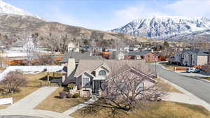 Property view of mountains featuring a residential view