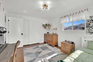 Bedroom featuring a closet and light wood-type flooring