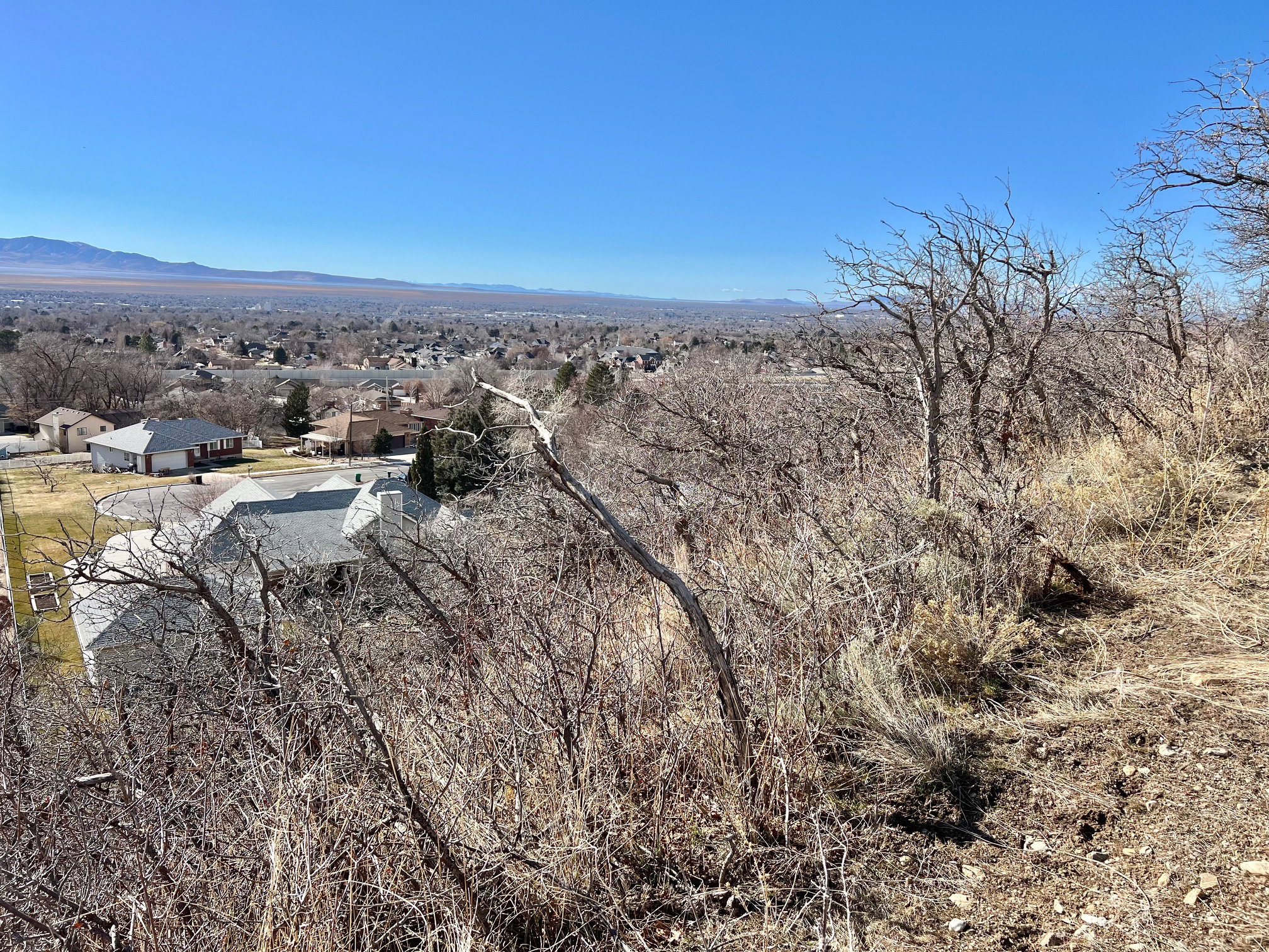 Aerial view featuring a mountain view
