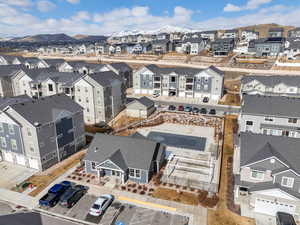 Aerial view with a residential view and a mountain view