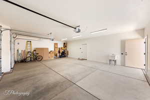 Garage featuring a sink and a garage door opener